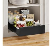 Warmiehomy Pull Out Cabinet Organiser 25cm Width Slide Out Drawer Storage Extendable Sliding Shelves for Kitchen Cupboard, Pantry, Bathroom, Black Sliding Drawer No Need Drill, 25x43x8cm