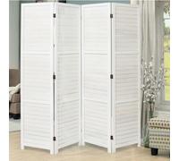 Warmiehomy Room Divider Free Standing Privacy Screen Partition 160cm(L) x 170cm(H) False Louvers Room Screen for Home Living Room Bedroom Office Lobby, Block the View to Protect Privacy, White