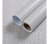 Warmiehomy Self Adhesive Wallpaper 45cm x 10m Linen Texture Wallpaper Peel and Stick Wall Paper Grey Sticky Back Plastic Roll for Living Room Bedroom Cupboard Furniture Stickers