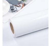 Warmiehomy Self Adhesive Wallpaper 60cm x 10m Glossy Film Sticky Back Plastic Roll Peel and Stick Wallpapers White Vinyl Contact Paper for Kitchen Cupboard Cabinet Furniture Stickers