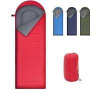 Warmiehomy Sleeping Bag for Adults, Ultralight Backpacking Sleeping Bags with Hood, Camping Quilt with Full Length 2 Side Zipper, Lightweight Sleeping Bags for Spring, Summer, Early Autumn(Red)