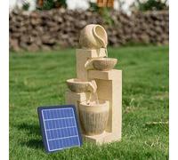 Warmiehomy Solar Powered Garden Water Feature Cascading Bowl Shaped Solar Water Feature Outdoor Garden Water Features Fountain with Lights Decorative Solar Pond Waterfall Ornaments for Pond Decor