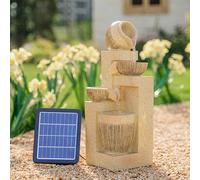 Warmiehomy Solar Powered Water Feature, 4 Tier Cascading Waterfall Solar Water Feature Decor Garden Ornament Fountain with LED Lights, 19 x 19 x 51cm Size Garden Fountains and Water Features Outdoor