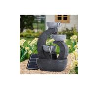 Warmiehomy Solar Powered Water Fountain, 3 Tier Bowls Solar Water Feature, Small Waterfall with Solar Powered Pump and LED Lights for Outdoor, Water Features for the Gardens, Patios, 39cm
