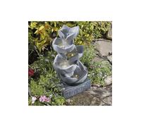 Warmiehomy Solar Water Fountain, 5 Tier Petal Bowl Solar Water Feature 47cm Waterfall with Solar Powered Pump & LED Lights Zen Garden fountains for Outdoor Water Features, Flower Natural Design