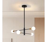 Warmiehomy Sputnik Ceiling Light 4 Lights,Adjustable Sputnik Chandelier Lamp,E27 Vintage Semi-Flush Mount Ceiling Lamp for Living Room,Kitchen,Dining Room,Bedroom,73x72cm,Black+Gold