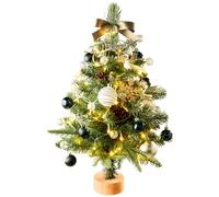 Warmiehomy Tabletop Christmas Tree, Pre-Lit Artificial Mini Christmas Tree with LED Lights, Burlap Base, Pine Cone, Christmas Ball, Great for Christmas Holiday Home Table Decorations (60CM)