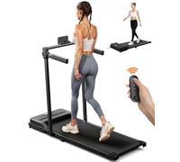 Warmiehomy Treadmill Walking Pad Running Machine with LED Displays, Phone Holder Foldable Treadmills with Handrail 1-6km/h(1-12Gear) Adjustable Treadmills for Home Office