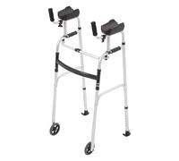 Warmiehomy Walking Frame with Wheels for The Elderly Disabled Foldable Aluminum Alloy Upright Walking Aids Disability Aids for Walking with Arm Support, 7 Gears Adjustable Height 106-121CM
