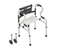 Warmiehomy Walking Frames with Wheels and Seat for Elderly Disabled Foldable Aluminum Alloy Upright Walking Aids Disability Aids for Walking 8 Gears Adjustable Height 74-92CM