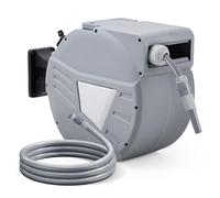 Warmiehomy Wall Mounted Garden Hose Reel 20+2M, Lightweight Hose Reel with Sprayer Nozzle for Plant Water/Pet Shower/Car Wash, Hose Pipe Reel with 180°Swivel Bracket & Auto Rewind System Design