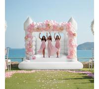 Warmiehomy White Commercial Bouncy House Castle Wedding Photo Booth Kids Party Jumping Centre for Indoor/Outdoor Garden Park Backyard Wedding Birthday Party Events