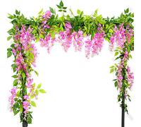 Warmiehomy Wisteria Artificial Flowers 2 Pcs 7 ft Vine Wisteria Trailling Fake Flowers Garlands DIY Flower Decoration for Wedding Party Outdoor Christmas & New Year Decors