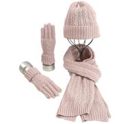 Warmiehomy Womens Hat Scarf and Gloves Set Ladies 3 in 1 Thick Winter Sets | Knitted Beanie Hat Long Scarf Soft Warm Gloves 3Pcs Gift for Outdoor Walking Skiing Fishing Camping