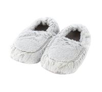Warmies Grey Marshmallow Heatable Slippers - Microwaveable, Lavender Scented, One Size UK 3-8, Soft Plush, Non-Slip Sole, Indoor Use