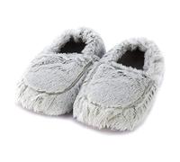 Warmies Grey Marshmallow Heatable Slippers - Microwaveable, Lavender Scented, One Size UK 3-8, Soft Plush, Non-Slip Sole, Indoor Use