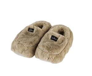Warmies Luxury Lavender Scented Faux Fur Microwaveable Slippers - Latte
