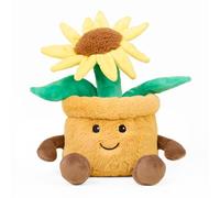 Warmies Microwavable Plush Yellow Flower Pot Heat Pad, Weighted Heatable Plushie, Lightly Scented with French Lavender - Large