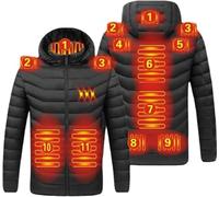 Warming Heated Jacket Heated Coat with 3 Heating Levels 11 Heating Zones Electric Heated Sweatshirt for Men(4XL)