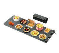 Warming Mat for Food Extra Large XXL: 15" W x 40" L, Food Warmer Mat Rolled Up Silicone Food Warmers for Thaw, Party, Electric Food Tray 9-Level Precise Temp Control with Safe Child Lock Grey