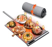 Warming Mat for Food | Max Temp 248℉,Fast Full-Surface Food Warmer with 8-Level Adjustable and Timer,Roll-Up & Portable Silicone Food Heating Pad with Child Lock,Electric Warming Tray for Buffet Party