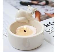 Warming Paws Cat Tealight Holders - Cute Candles Home Decor Gifts for Cat Lovers (Ceramic Sleeping Fox)