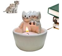 Warming Paws Kitten Tea Light Candle Holders - Cute Cat Tealight Ornaments for Home Decor - Ceramics Double Color