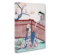 Warming the Sake by Harunobu Suzuki Canvas Print | Gallery Wrapped 30mm Frame Wall Art | 30x20 inches | Ready to Hang | Contemporary Picture | Living Room Bedroom Lounge Office