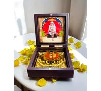 WARMINGO DE Sai Baba Pocket Temple Charna Paduka Shirdi Mandir | Gold Plated Box God Idol Bhagwan | Religious Gift | Diwali Gift Item | Jai Sai Ram (SAI Baba)