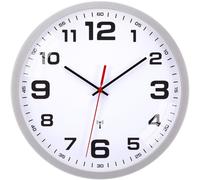 Warminn Radio Controlled Wall Clock Without Ticking Noise Silent 30 cm Quartz Battery Operated Large Wall Clock Easy to Read for Room Home Kitchen Bedroom Office School (Silver)
