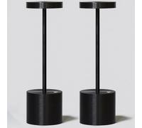 WARMLIGHT 2 Pack Cordless Table Lamp Rechargeable Outdoor Waterproof Portable Battery Operated LED Small Table Light - for Home Restaurant Desk Bar Patio Kitchen Dinning Party (Black)