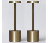 WARMLIGHT 2 Pack Cordless Table Lamp Rechargeable Outdoor Waterproof Portable Battery Operated LED Small Table Light - for Home Restaurant Desk Bar Patio Kitchen Dinning Party (Bronze)