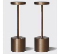 WARMLIGHT 2 Pack Cordless Table Lamp Rechargeable Outdoor Waterproof Portable Battery Operated LED Small Table Light - for Home Restaurant Desk Bar Patio Kitchen Dinning Party (Brown)