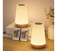 WARMLIO LED Bedside Lamp Set of 2 with Remote Control, Touch Dimmable with 13 Colours, USB Rechargeable with Timer, Night Light for Living Room