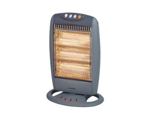 Warmlite 1200W 3 Bar Halogen Heater, 3 Heat Settings, Wide Angle Oscillation, Safety Tip Over Switch, Portable Design - Grey, WL42005