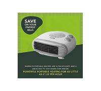 Warmlite Portable Flat Fan Heater with 2 Heat Settings and Overheat Protection, 2000W, White, WL44004