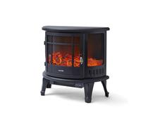 Warmlite Bath Log Effect Electric Stove Fire, 1.8kW Power, 180Degree Panoramic Window, Adjustable LED Flame Effect, Overheat Protection - Black, WL46017