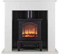 Warmlite Ealing Electric Fireplace Suite with Adjustable Thermostat Control, 2 Heat Settings, 1800W, White, WL45037W