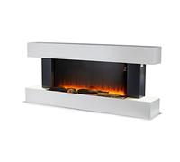 Warmlite Hingham Wall Mounted Fireplace with Two Heat Settings and Adjustable Flame Brightness, 2000W, White, WL45033N
