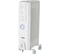 Warmlite WL43003YTW 7 Fin Oil Filled Radiator with Adjustable Thermostat and a 24 Hour Timer, 1500W, White
