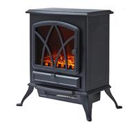 Warmlite Stirling Portable Electric Fire Stove Heater, 2000W, 2 Heat Settings, Realistic LED Flame Effect, Adjustable Thermostat, Overheat Protection - Black, WL46018