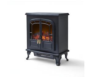 Warmlite Wingham Log Effect Stove Fire With Realistic LED Flame Effect, Adjustable Thermostat, 2000W, Black, WL46019