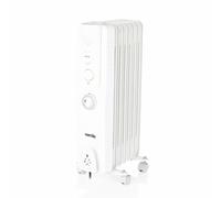 Warmlite WL43003YTW 7 Fin Oil Filled Radiator with Adjustable Thermostat and a 24 Hour Timer, 1500W, White