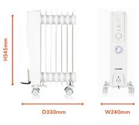 Warmlite WL43003YTW 7 Fin Oil Filled Radiator with Adjustable Thermostat, White