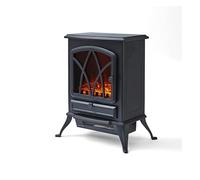 Warmlite WL46018 Stirling Portable Electric Fire Stove Heater with Realistic LED Flame Effect, Adjustable Thermostat and Overheat Protection, 2000W, Black