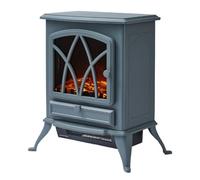 Warmlite WL46018G Stirling Portable Electric Fire Stove Heater with Realistic LED Flame Effect, Adjustable Thermostat, Overheat Protection, 2000W, Grey
