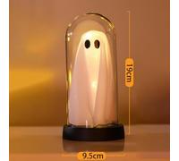 Warmly Lit Halloween Night Light Inside Glass Dome With Specter Figure, Designed To Create A And Inviting Atmosphere For Seasonal Events(Warm white)