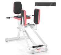 WARMOUNTS Hip Abductor Machine for Home Gym, Thigh & Glute Trainer with 2-Level Resistance & Leg Bands, Buttocks Compact Strength Training Equipment, Legs Toning, Space Saving Design (Pink White)