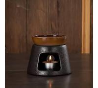 Warmself Hand Made Large Capacity Essential Oil Burner Wax Melt Burners, Aromatherapy Aroma Burner Ceramic Oil Diffuser Candle Tealight Holder Home Bedroom Decor Brown