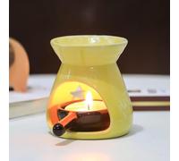 Warmself Yellow Ceramic Essential Oil Burner Tealight Candle Holder Decorative Aroma Diffuser